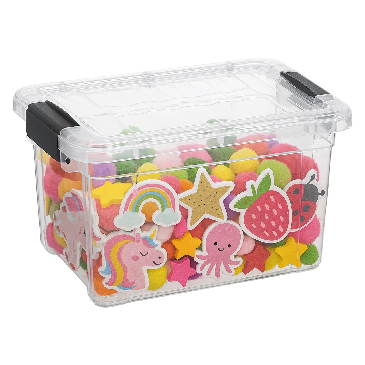 Superio Mini Plastic Crayon Box Storage Container Clear Plastic Bin with Lid Organizing Box 1.4 Qt.